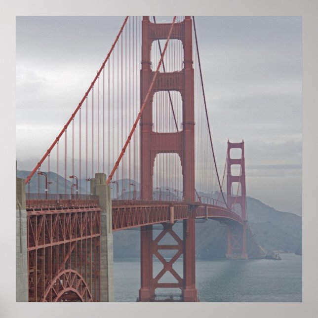 Golden Gate Bridge in Nebel. Poster (Vorne)
