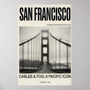 Golden Gate Bridge Kunst Druck Neblig San Francisc Poster