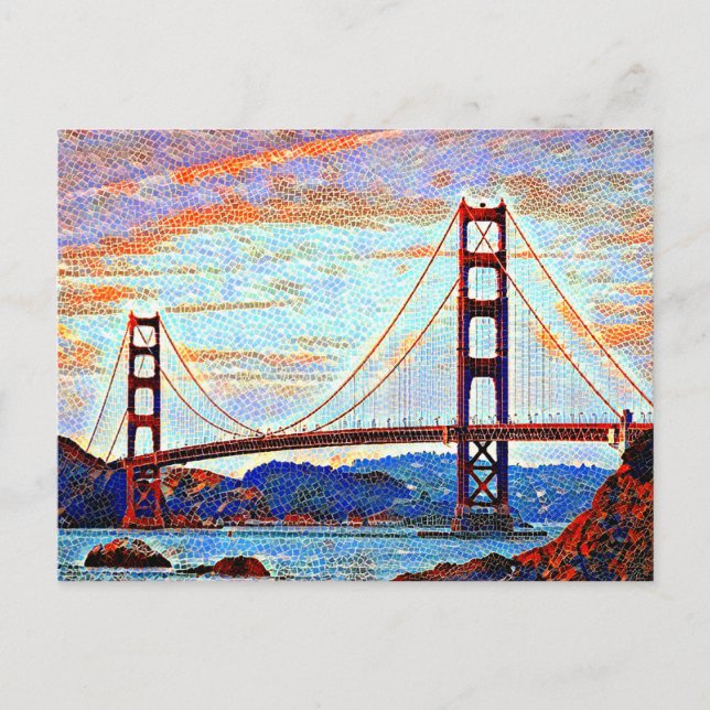 Golden Gate Bridge Malerei Postkarte (Vorderseite)