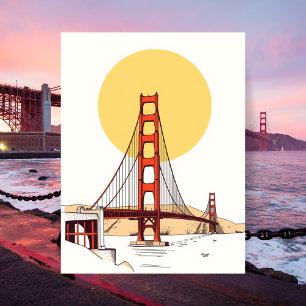 Golden Gate Bridge Minimalistisch San Francisco Postkarte