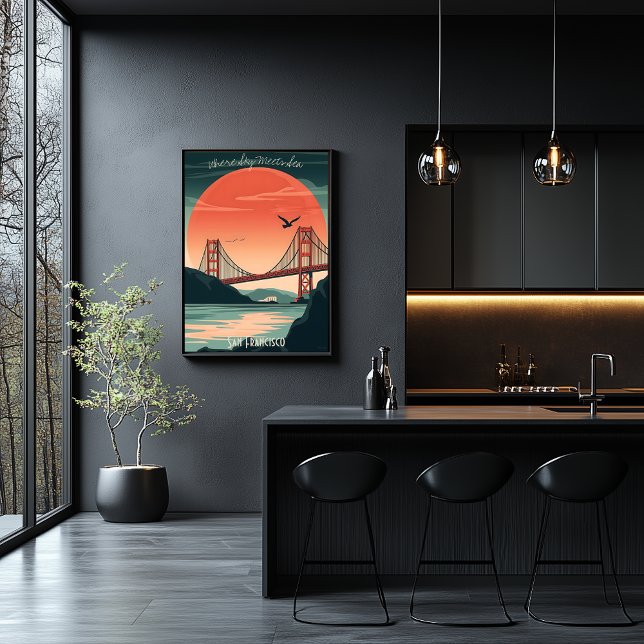 Golden Gate Bridge - Minimalistisch Sunset Silhoue Poster (Von Creator hochgeladen)