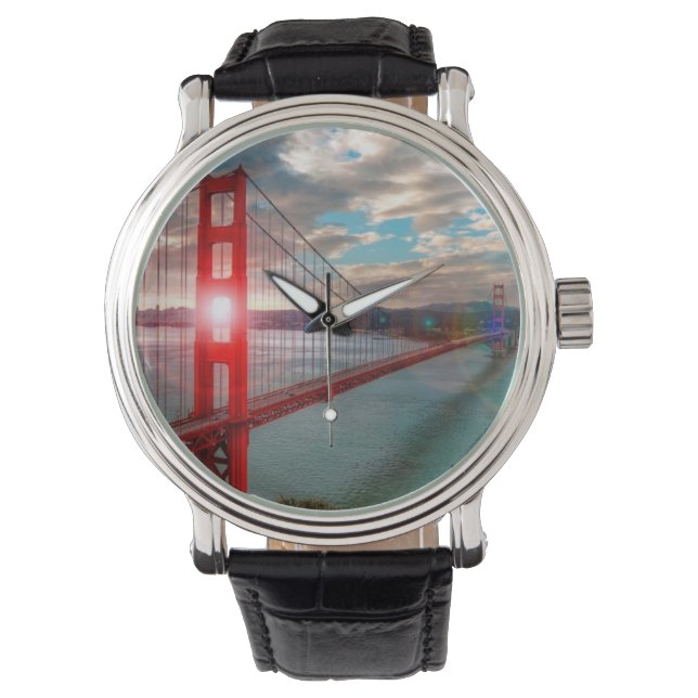 Golden Gate Bridge mit Sonnenschein durch. Armbanduhr (Vorderseite)