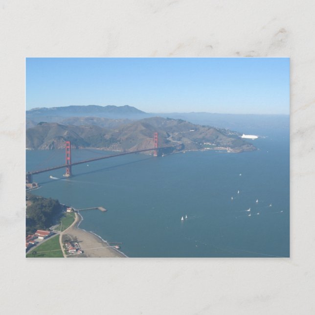Golden Gate Bridge mit Zeppelin Postkarte (Vorderseite)