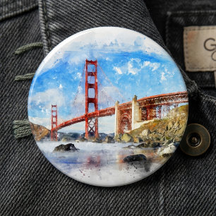 Golden Gate Bridge Pastell in San Francisco Button