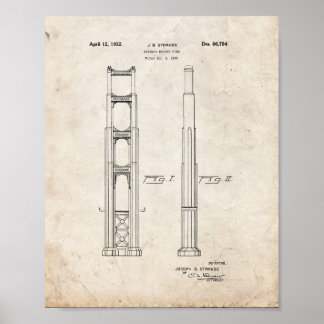 Golden Gate Bridge Patent - Old Look Poster