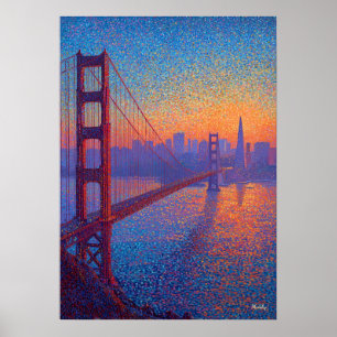 Golden Gate Bridge Pointillismus San Francisco Poster
