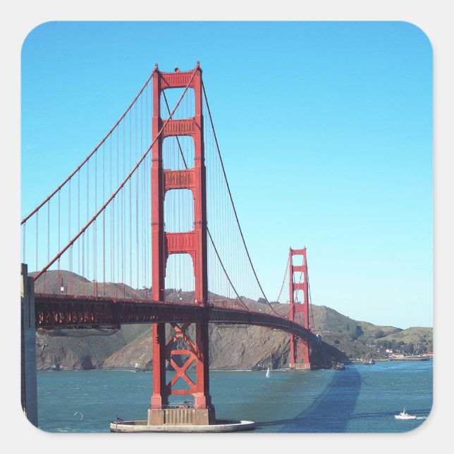 Golden Gate Bridge Quadratischer Aufkleber (Vorderseite)