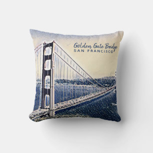 Golden Gate Bridge San Francisco Aquarell-Kunst Kissen