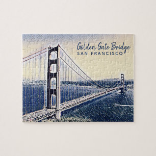 Golden Gate Bridge San Francisco Aquarell-Kunst Puzzle