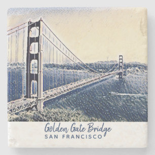 Golden Gate Bridge San Francisco Aquarell-Kunst Steinuntersetzer