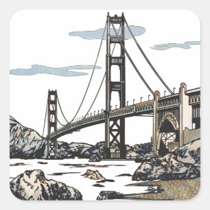 Golden Gate Bridge San Francisco California Quadratischer Aufkleber