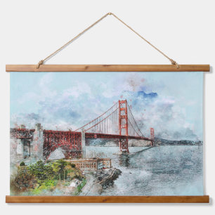 Golden Gate Bridge San Francisco California Wandteppich Mit Holzrahmen