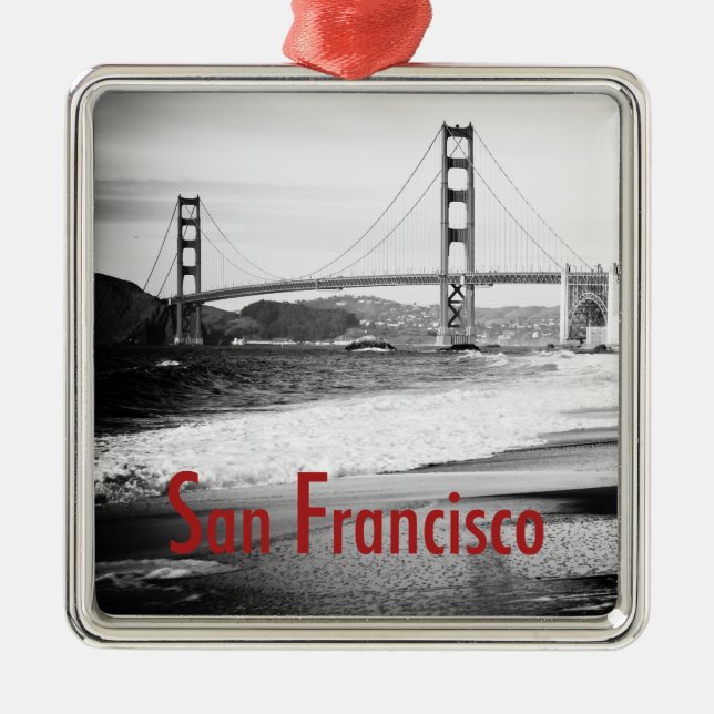 Golden gate bridge, San Francisco Silbernes Ornament (Vorne)