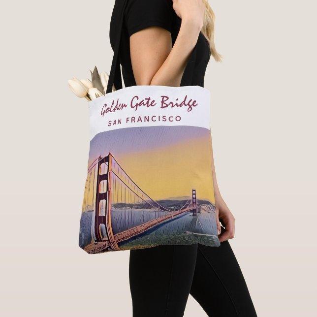 Golden Gate Bridge San Francisco Vintage Malerei (Von Nahem)