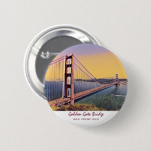 Golden Gate Bridge San Francisco Vintage Malerei Button