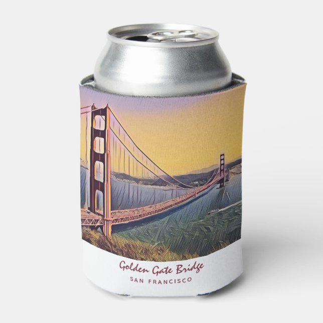 Golden Gate Bridge San Francisco Vintage Malerei Dosenkühler (Kanne Vorderseite)