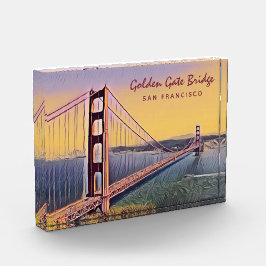 Golden Gate Bridge San Francisco Vintage Malerei Fotoblock
