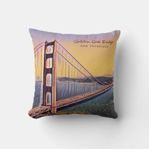 Golden Gate Bridge San Francisco Vintage Malerei Kissen