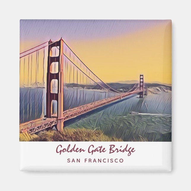 Golden Gate Bridge San Francisco Vintage Malerei Magnet (Vorne)