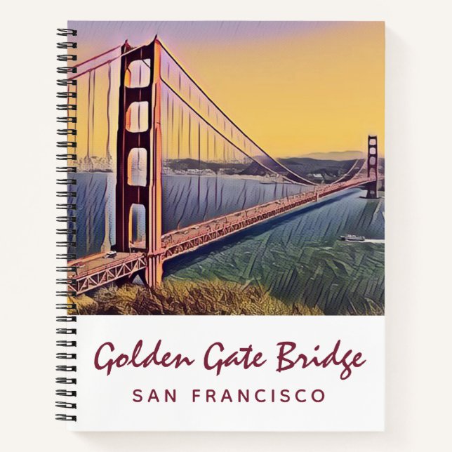 Golden Gate Bridge San Francisco Vintage Malerei Notizbuch (Vorderseite)