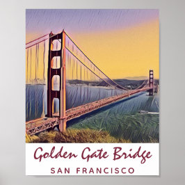 Golden Gate Bridge San Francisco Vintage Malerei Poster