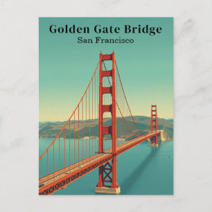 Golden Gate Bridge San Francisco Vintage Reise Postkarte