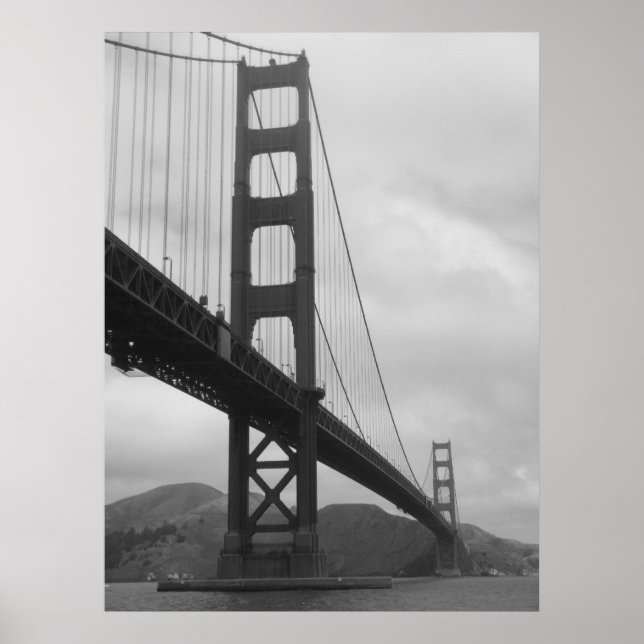 Golden Gate Bridge (Schwarz/Weiß) Poster (Vorne)