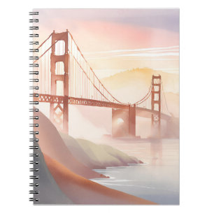 Golden Gate Bridge   Sonnenaufgang Schöne Aquarell Notizblock