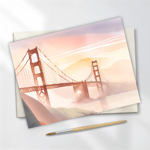 Golden Gate Bridge   Sonnenaufgang Schöne Aquarell Postkarte