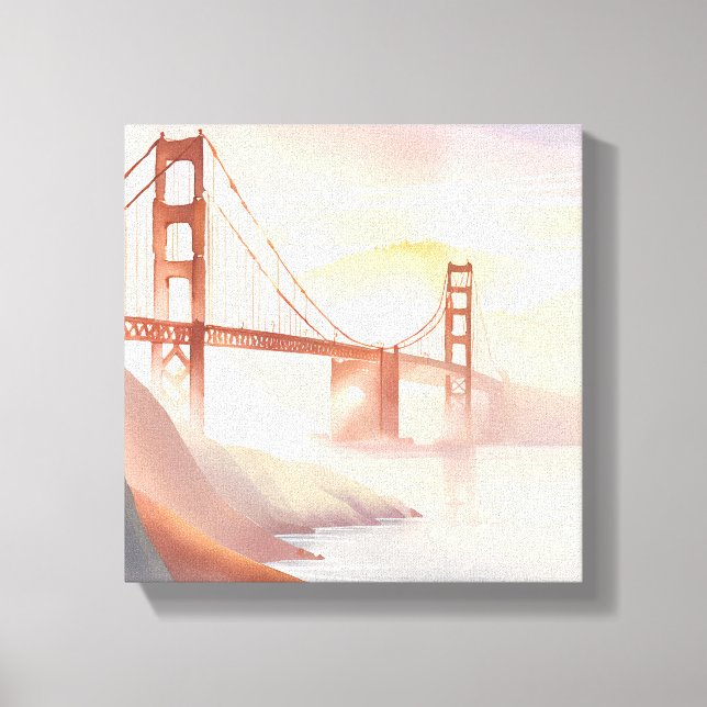 Golden Gate Bridge | Sonnenaufgang Schöne Wasserfa Leinwanddruck (Vorderseite)