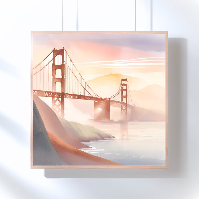 Golden Gate Bridge | Sonnenaufgang Schöne Wasserfa Poster (Von Creator hochgeladen)