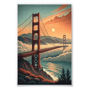 Golden Gate Bridge Vintage Reiseplakat Fotodruck