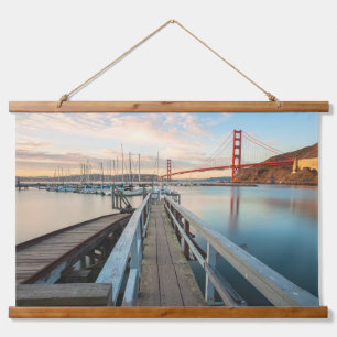 Golden Gate Bridge vom Holzsteg Wandteppich Mit Holzrahmen