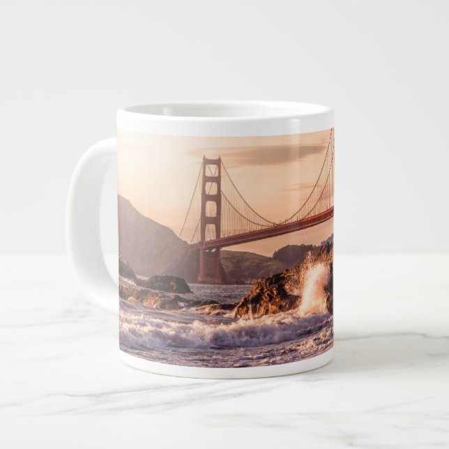 Golden Gate Bridge von Baker Beach Jumbo-Tasse (Vorderseite Links)