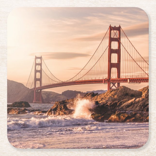 Golden Gate Bridge von Baker Beach Rechteckiger Pappuntersetzer (Vorderseite)