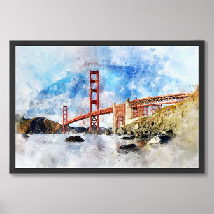 Golden Gate Bridge Wasserfarbe in San Francisco Fotodruck
