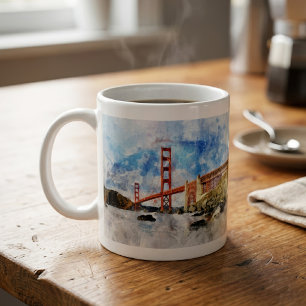 Golden Gate Bridge Wasserfarbe in San Francisco Kaffeetasse