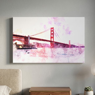 Golden Gate Bridge Wasserfarbe in San Francisco Leinwanddruck