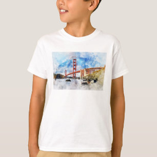Golden Gate Bridge Wasserfarbe in San Francisco T-Shirt
