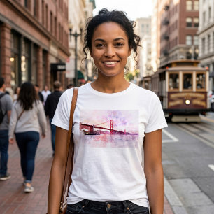 Golden Gate Bridge Wasserfarbe in San Francisco T-Shirt