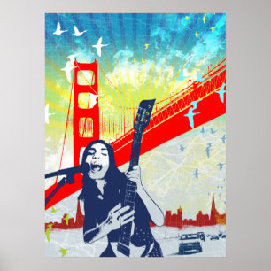 Golden Gate Gitarrist Poster