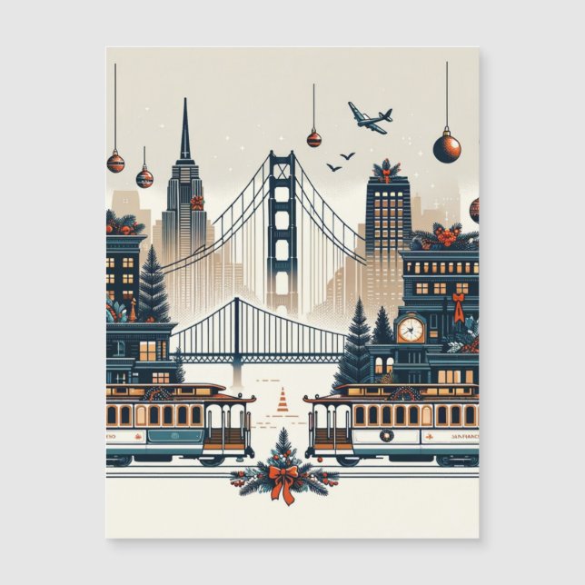 Golden Gate Holiday Magic San Francisco Weihnachte Magnetkarte (Vorderseite)
