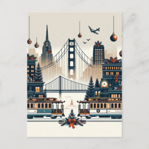 Golden Gate Holiday Magic San Francisco Weihnachte Postkarte