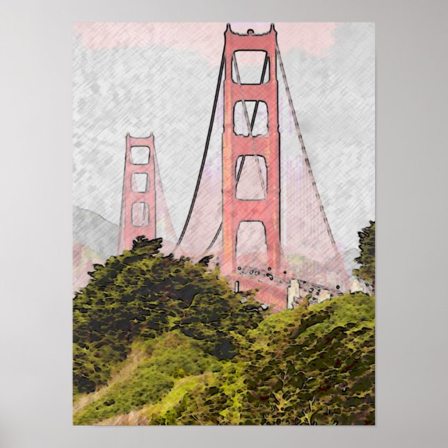 Golden Gate in Oil Poster (Vorne)