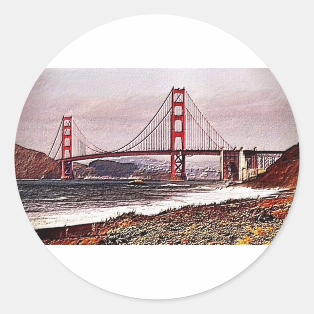 Golden Gate Runder Aufkleber (Vorderseite)