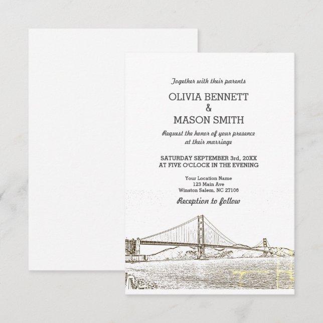 Golden Gate San Francisco Einladung zur Hochzeit (Vorne/Hinten)