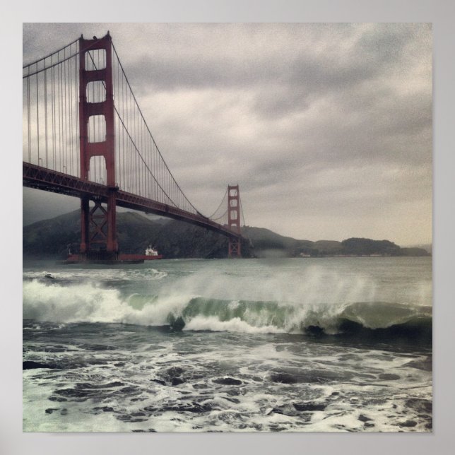 Golden Gate Waves 12 Zoll x 12 Zoll Poster (Vorne)