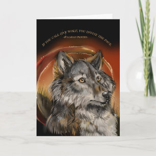 Golden Gaze Wolf Karte