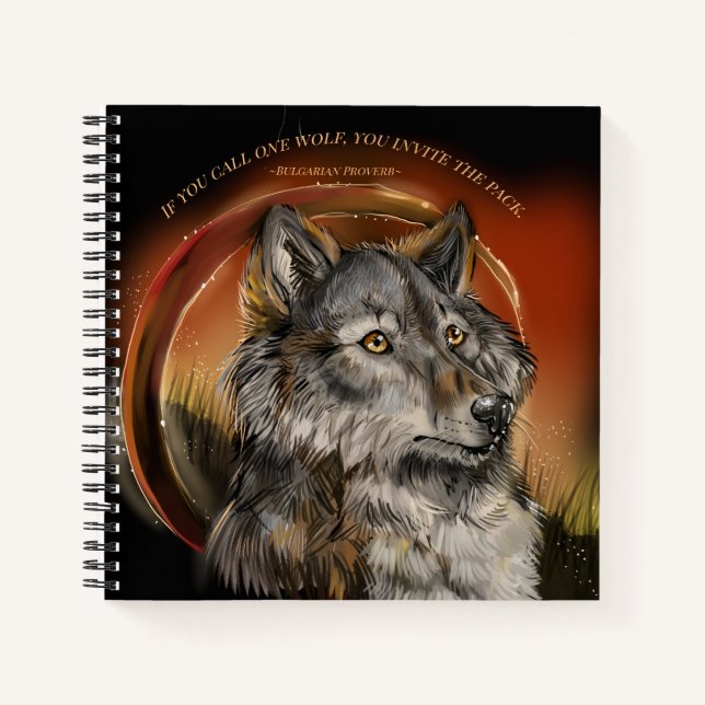 Golden Gaze Wolf Notizbuch (Vorderseite)