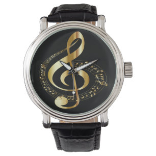 Golden Gclef und Black Men's Watch Armbanduhr